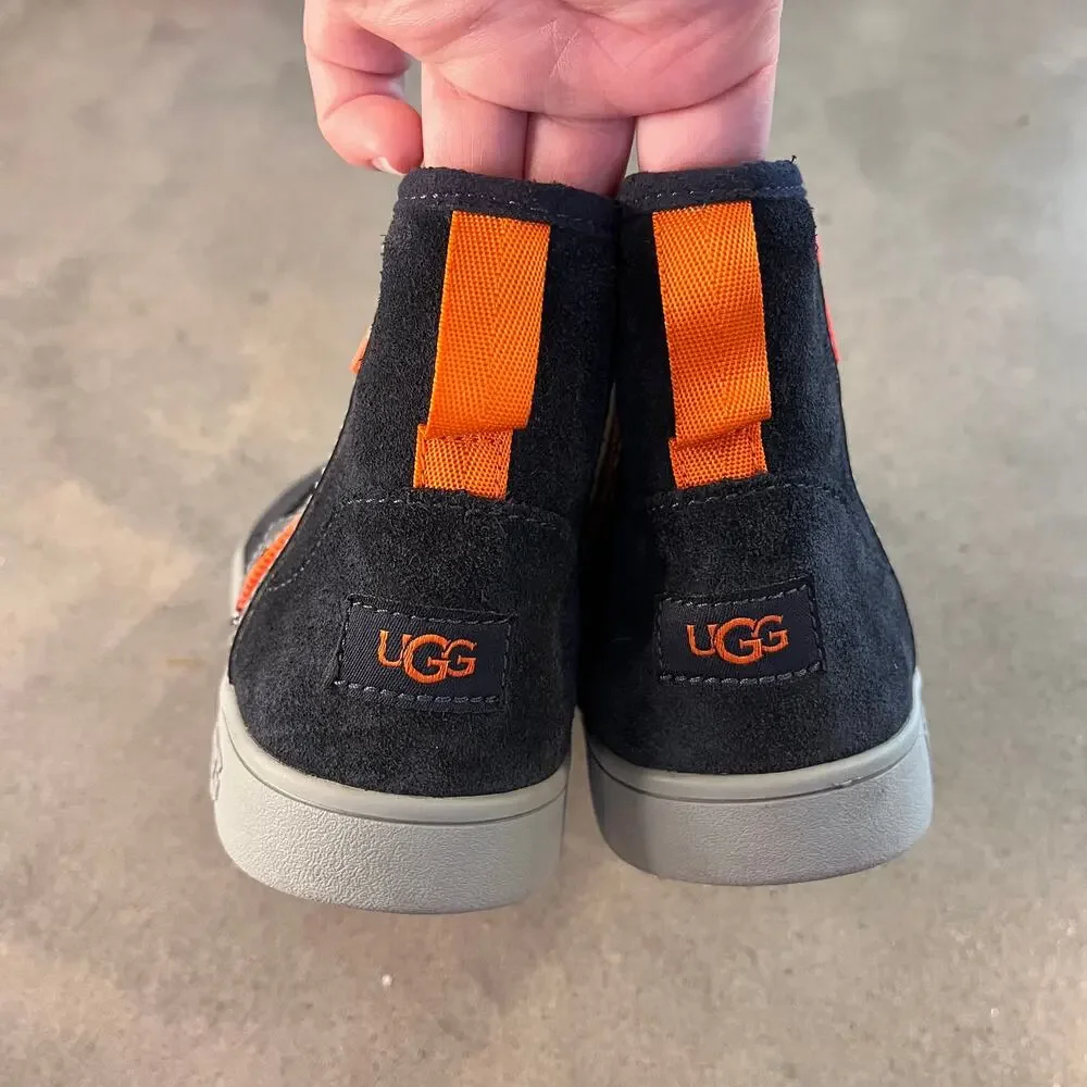 UGG Adler suede leather navy blue orange sneaker boot big boys size 2 shoes